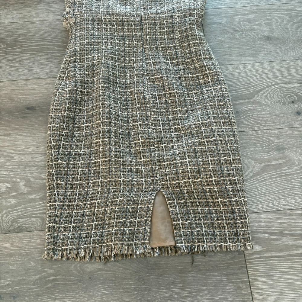 Rinascimento Womens Beige Plaid Made In Italy 2 Piece Tweed Dress & Jacket Set S - Picture 6 of 16